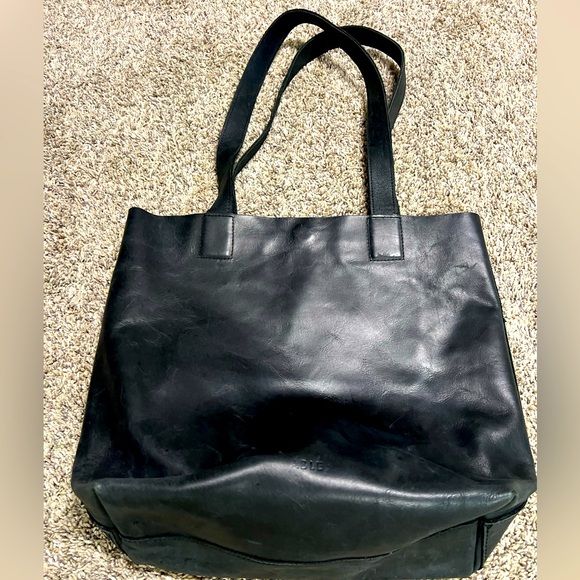 Black leather tote bag - Picture 2 of 2
